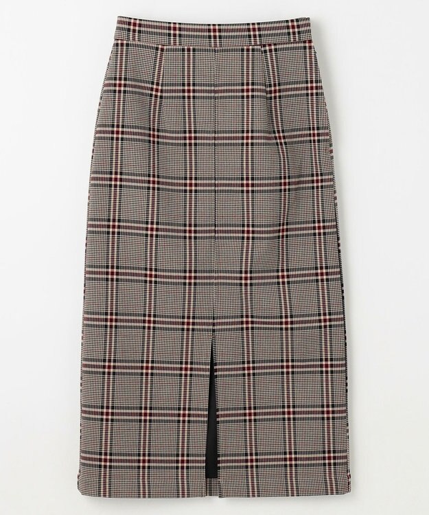 ANY L 【手洗い可/ウエストゴム/裏起毛】チェックボンディングタイトスカート ビックチェック