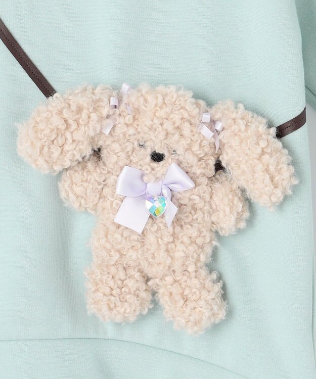 ANY KIDS アニマルポシェット 裏シャギー トレーナー ミント×イヌ