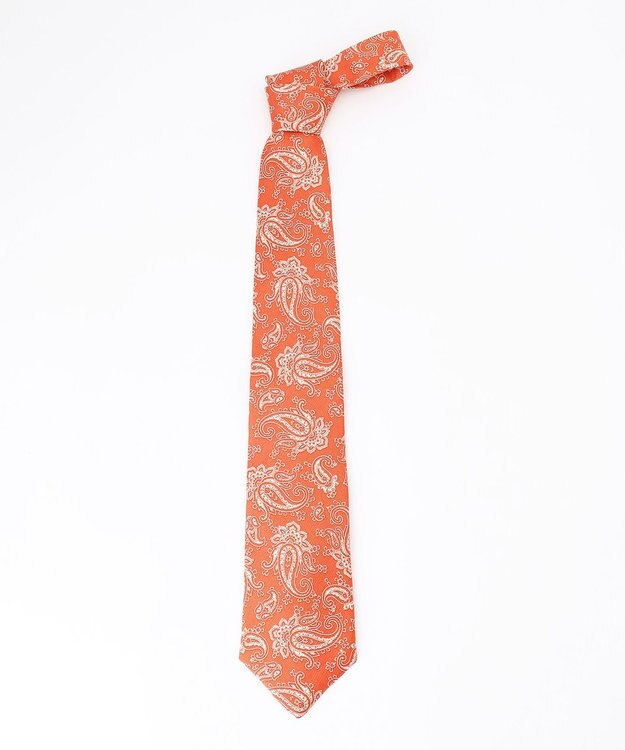 J.PRESS MEN ペイズリーハンドプリント ネクタイ オレンジ系6