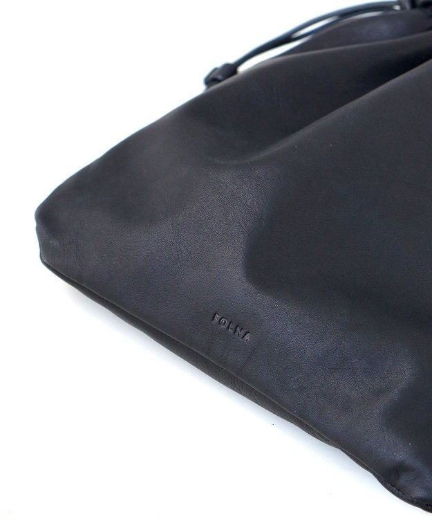 FOLNA RD ソフトレザー巾着ショルダーバッグ ブラック