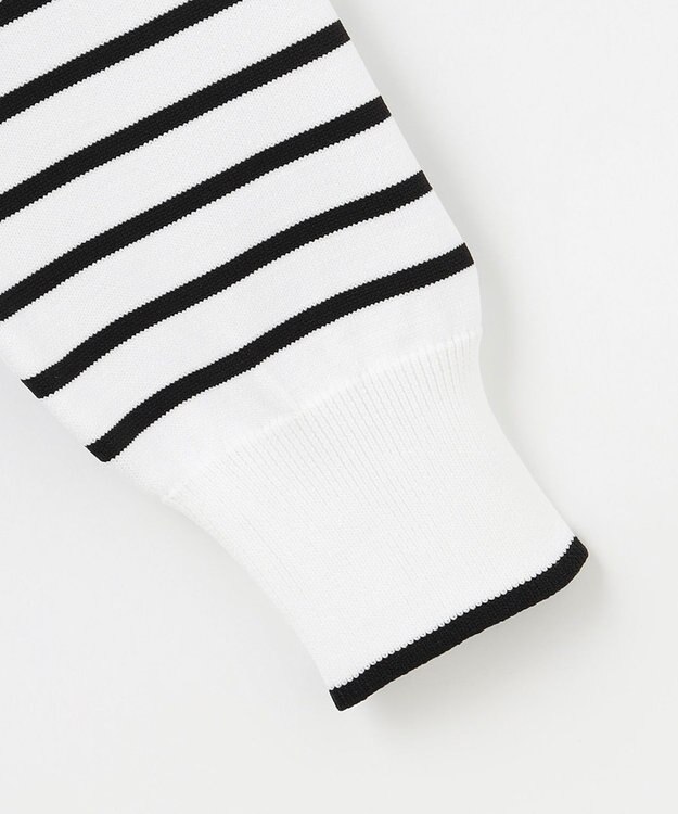 Feroux ロゴ刺繍ニット カーディガン ホワイト系ボーダー