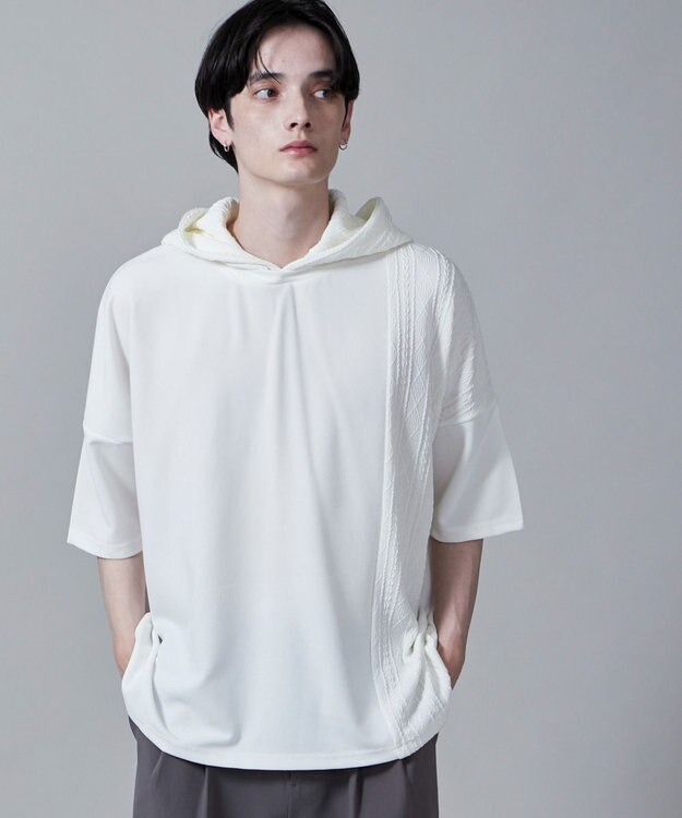 WEGO ジオメトリックブロックフードT(S) ホワイト