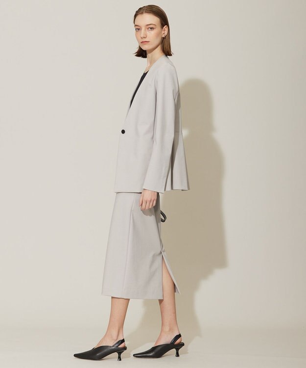 ICB 【洗える】コットンコンプレッシャー ノーカラージャケット トープ系