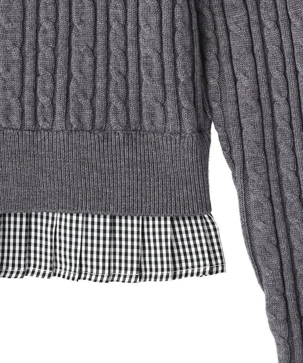 earth music&ecology 【予約】プリーツレイヤーケーブルニットカーディガン Gray