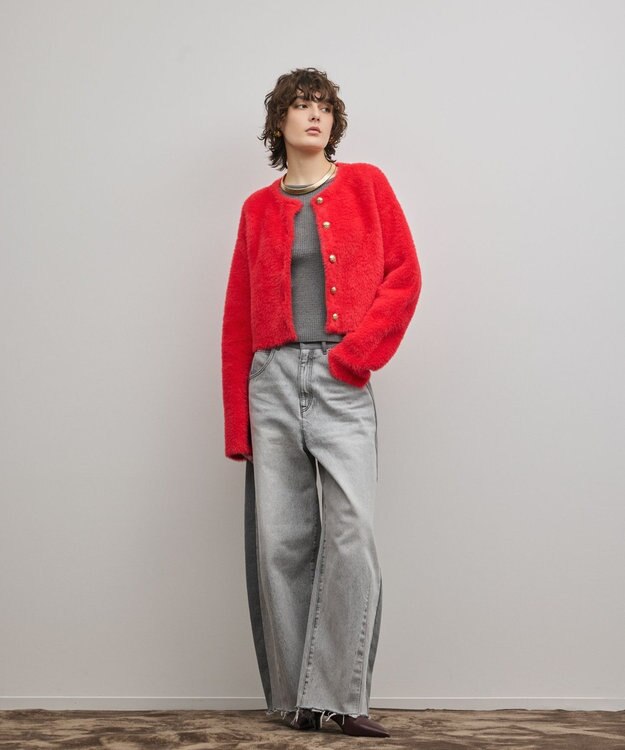 GRACE CONTINENTAL サイドラインデニムパンツ ブラック