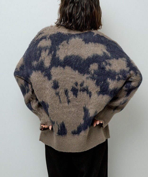 Green Parks アニマル柄カーディガン Charcoal Gray