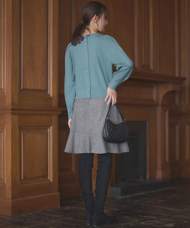 組曲 L 【前後着用可】BOREROタックプルオーバー ニット ライトグリーン系