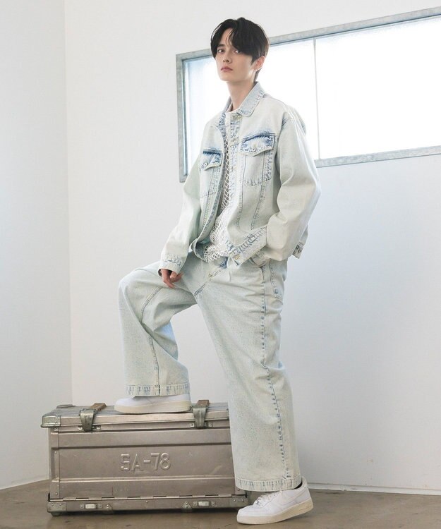 CRAFT STANDARD BOUTIQUE ハイブリーチケミカル加工デニムワイドパンツ Light Indigo