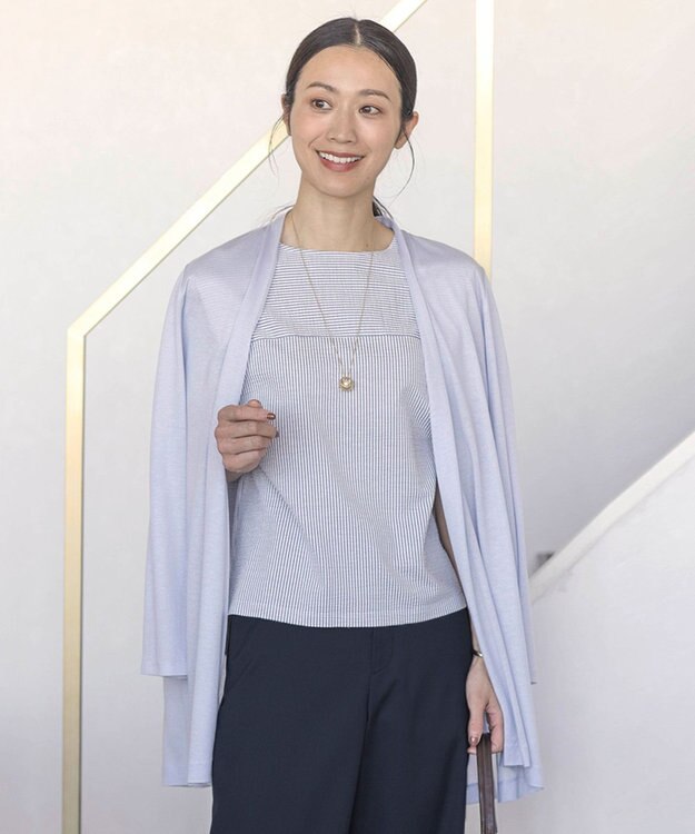 J.PRESS LADIES セルロースジャージー ロング カーディガン サックスブルー系