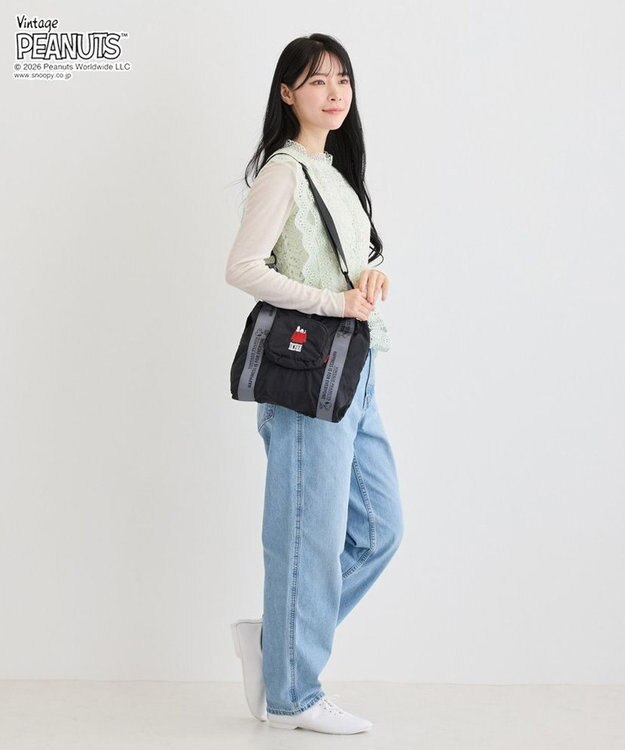 ROOTOTE 8507【ルートート】スヌーピー IP.ルーショッパーミッド.ピーナッツ-1D 01：ブラック