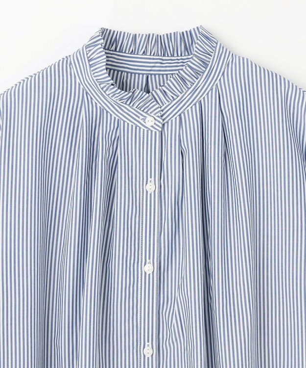 ANY スタンドネックブラウス ブルーロンスト