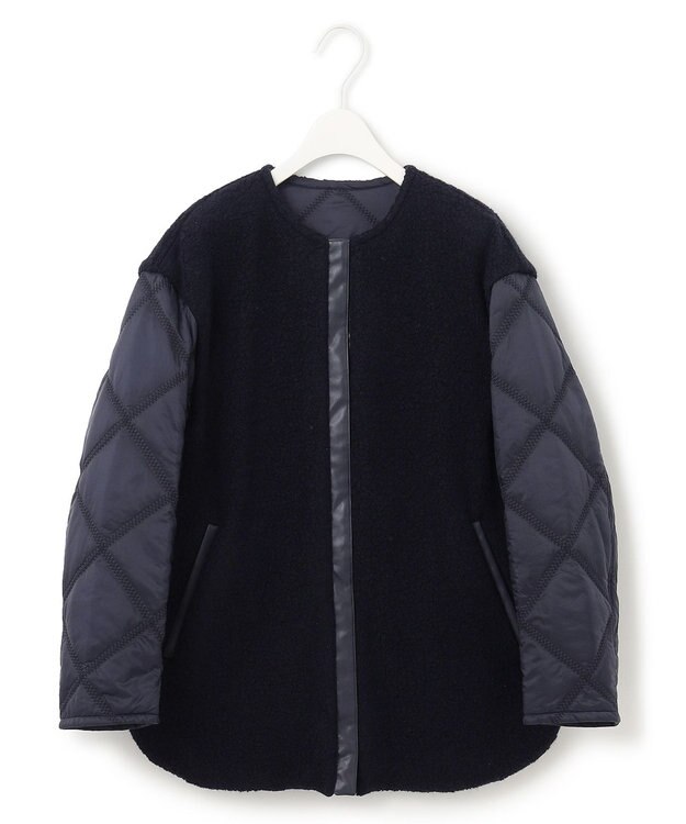 ICB 【リバーシブル着用可能】 ウールパイルキルト ミドル丈コート ネイビー系