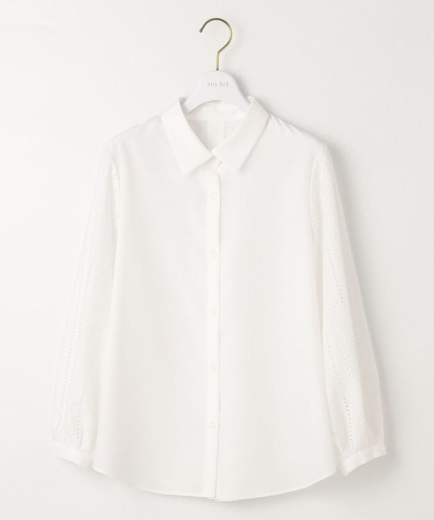ANY SIS 【洗える】エンブロイダリースリーブ ブラウス オフホワイト