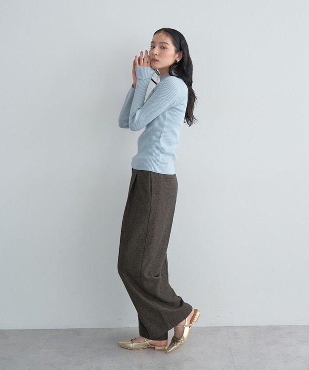 YECCA VECCA ラメ混ハイネックリブニット Sax