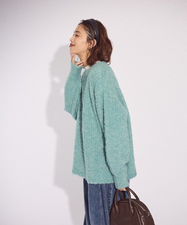 Green Parks ブークレＭＩＸニットチュニック Sax