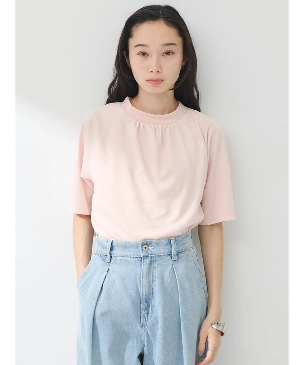 earth music&ecology スポーティー刺繍ロゴＴ Pink Orange