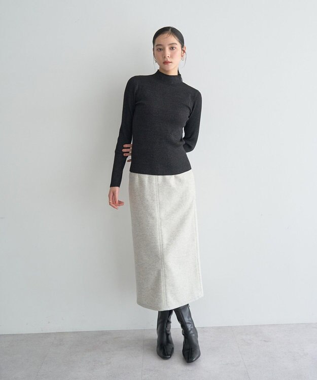 YECCA VECCA ラメ混ハイネックリブニット Black