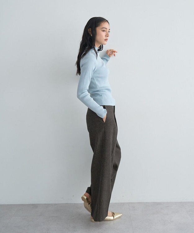 YECCA VECCA ラメ混ハイネックリブニット Sax