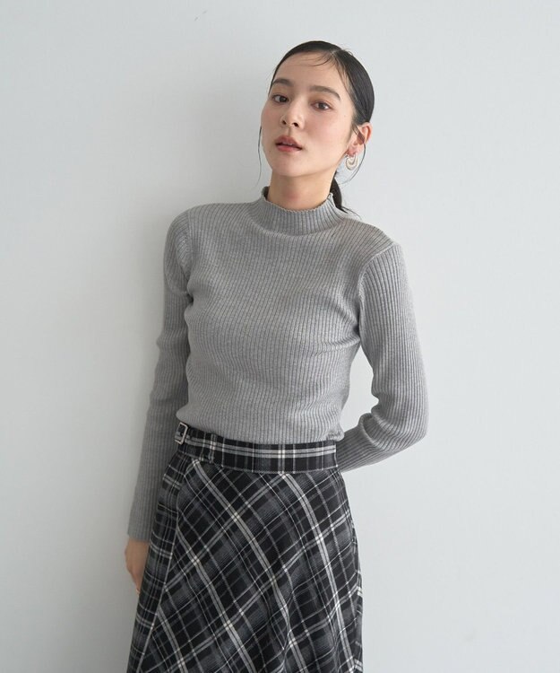 YECCA VECCA ラメ混ハイネックリブニット Gray