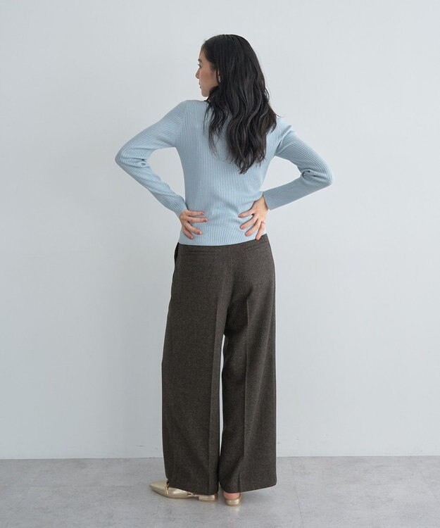 YECCA VECCA ラメ混ハイネックリブニット Sax