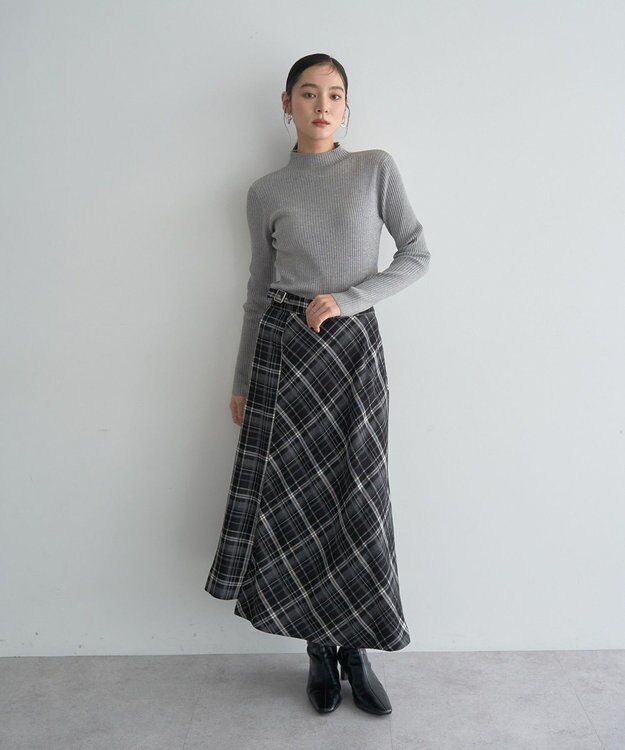 YECCA VECCA ラメ混ハイネックリブニット Gray