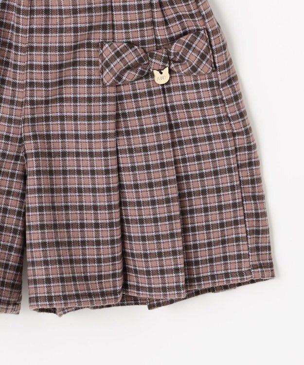 ANY KIDS チェック柄 ショートパンツ ブラウン×チェック