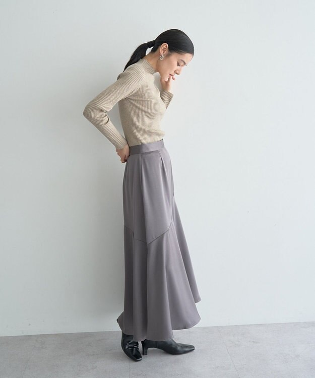 YECCA VECCA ラメ混ハイネックリブニット Beige