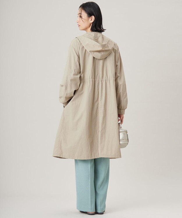 自由区 【撥水加工・UVケア・洗える】ライトグログランフーデッド コート ベージュ