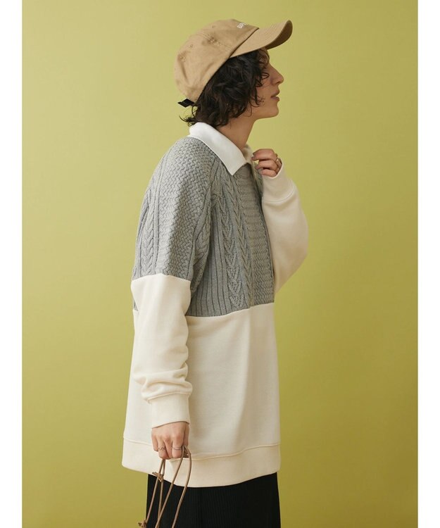 CRAFT STANDARD BOUTIQUE ニットドッキング裏毛プルオーバー Light Gray Mixture