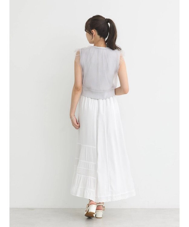 earth music&ecology チュールドッキングノースリカーディガン Light Gray