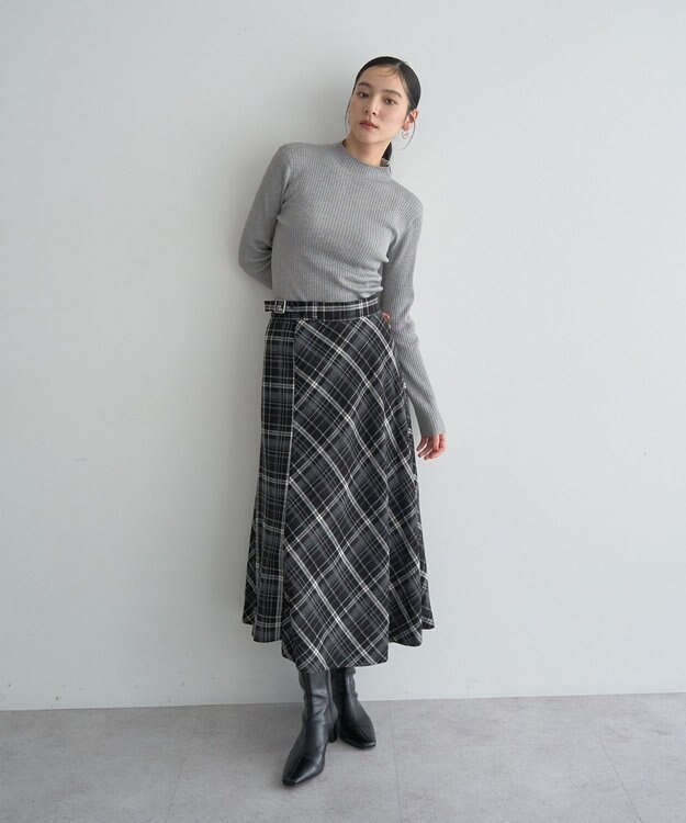 YECCA VECCA ラメ混ハイネックリブニット Gray