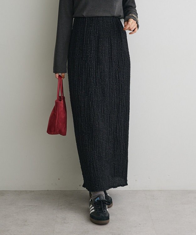 CRAFT STANDARD BOUTIQUE シャーリングジャガードスカート Black