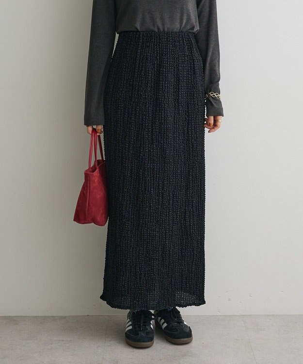 CRAFT STANDARD BOUTIQUE シャーリングジャガードスカート Black