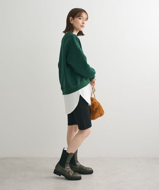 Green Parks ショート丈キルトロゴプルオーバー Green