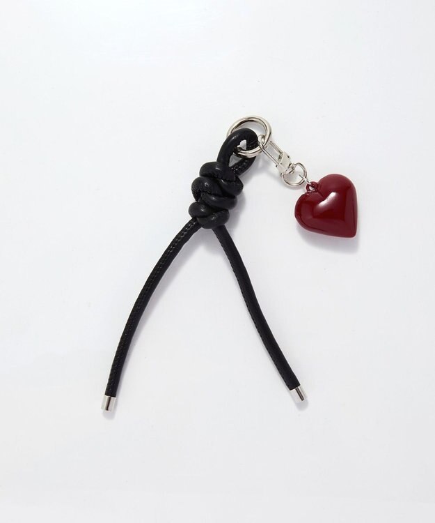 Phoebe ハートレザーコードバッグチャーム　レッド ブラック