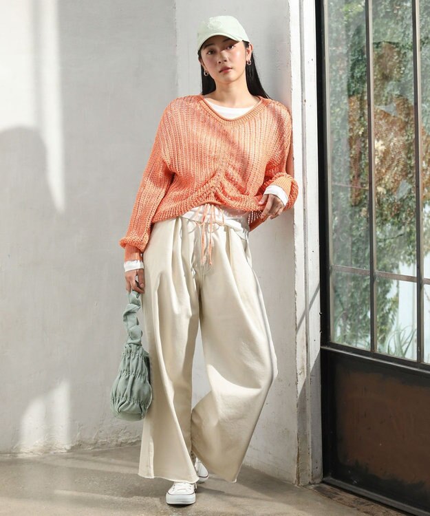 Green Parks ＳＥＴ２点２ｗａｙシャーリングニット＋インナー Orange