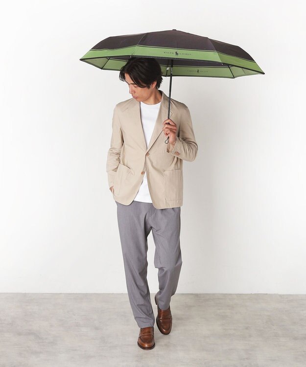 MOONBAT ポロ ラルフ ローレン (POLO RALPH LAUREN)  メンズ 長傘 雨傘 ロゴ刺繍 ボタンジャンプ ワンタッチ ブラック