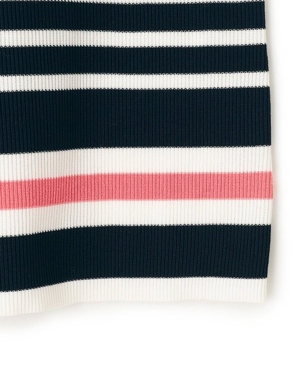 23区 L 【Oggi4月号掲載/洗える】ラスターコットンポリエステル ニット ネイビーxオフホワイトボーダー