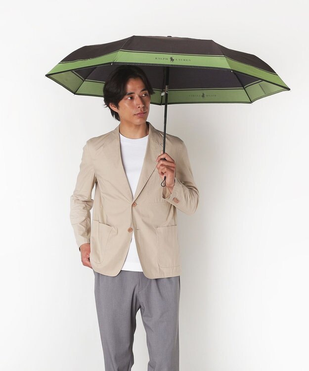 MOONBAT ポロ ラルフ ローレン (POLO RALPH LAUREN)  メンズ 長傘 雨傘 ロゴ刺繍 ボタンジャンプ ワンタッチ ブラック