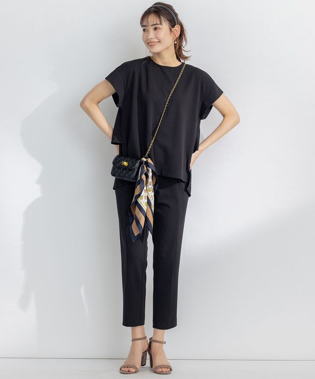 組曲 【吸湿・冷感・UVケア】スタイルアップジャージー パンツ ブラック系