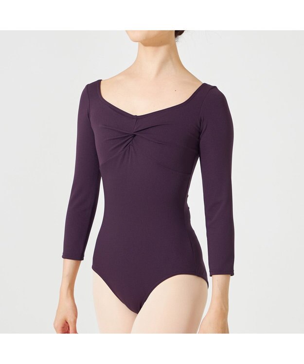 Chacott 8分袖レオタード ブラックベリー
