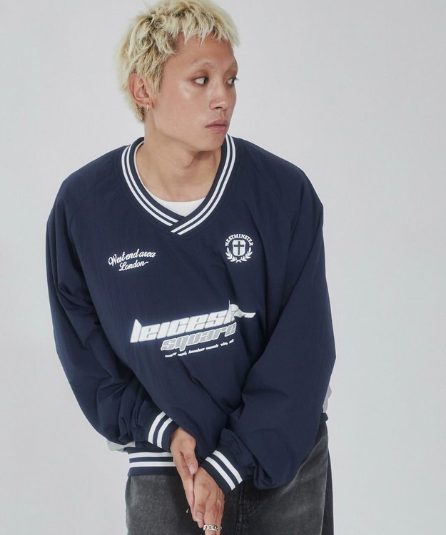 WEGO ナイロンゲームロゴプルオーバー ネイビー