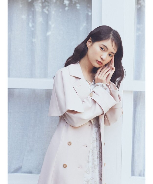 earth music&ecology ２ＷＡＹケープトレンチコート Pink Beige