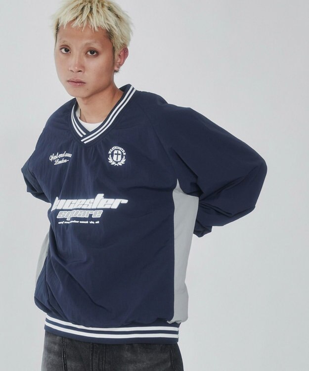 WEGO ナイロンゲームロゴプルオーバー ネイビー