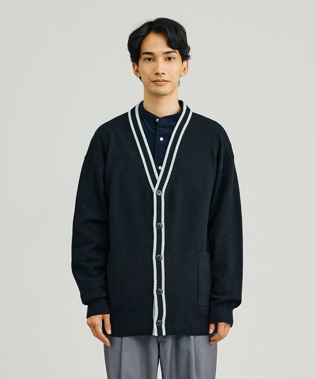J.PRESS YORK STREET 【UNISEX】ANTI PILLING WOOL Vネックカーディガン ブラック系