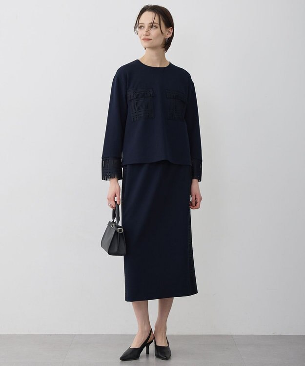 ICB 【先行予約】 レースコンビジャージー ナロースカート ネイビー