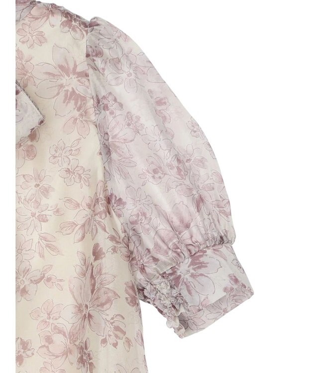 earth music&ecology フラワー柄シアーパフブラウス Pink