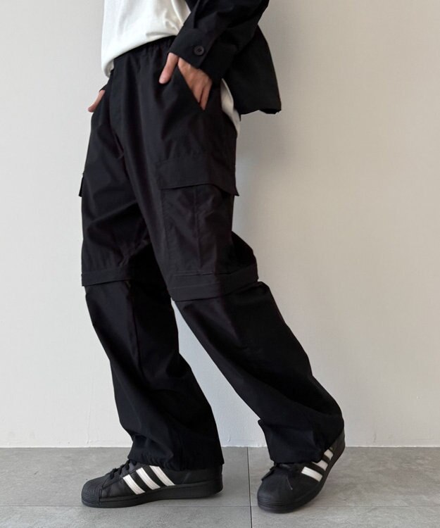 WEGO 【セットアップ対応ITEM】2WAYリップストップカーゴパンツ ブラック