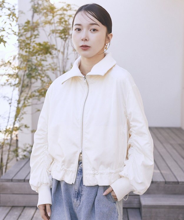 earth music&ecology 【WEB・一部店舗限定】レースリバーシブルブルゾン Ivory