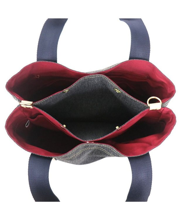 Regalo Felice 【撥水 / 色落ちしないデニム調生地 / ショルダー付】2層トート / REGALO BK(ブラック×ゴールドネイビー)